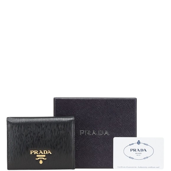 Prada Vitello Move Bifold Wallet 1MV204 Black Leather Women's PRADA - Picture 10 of 10